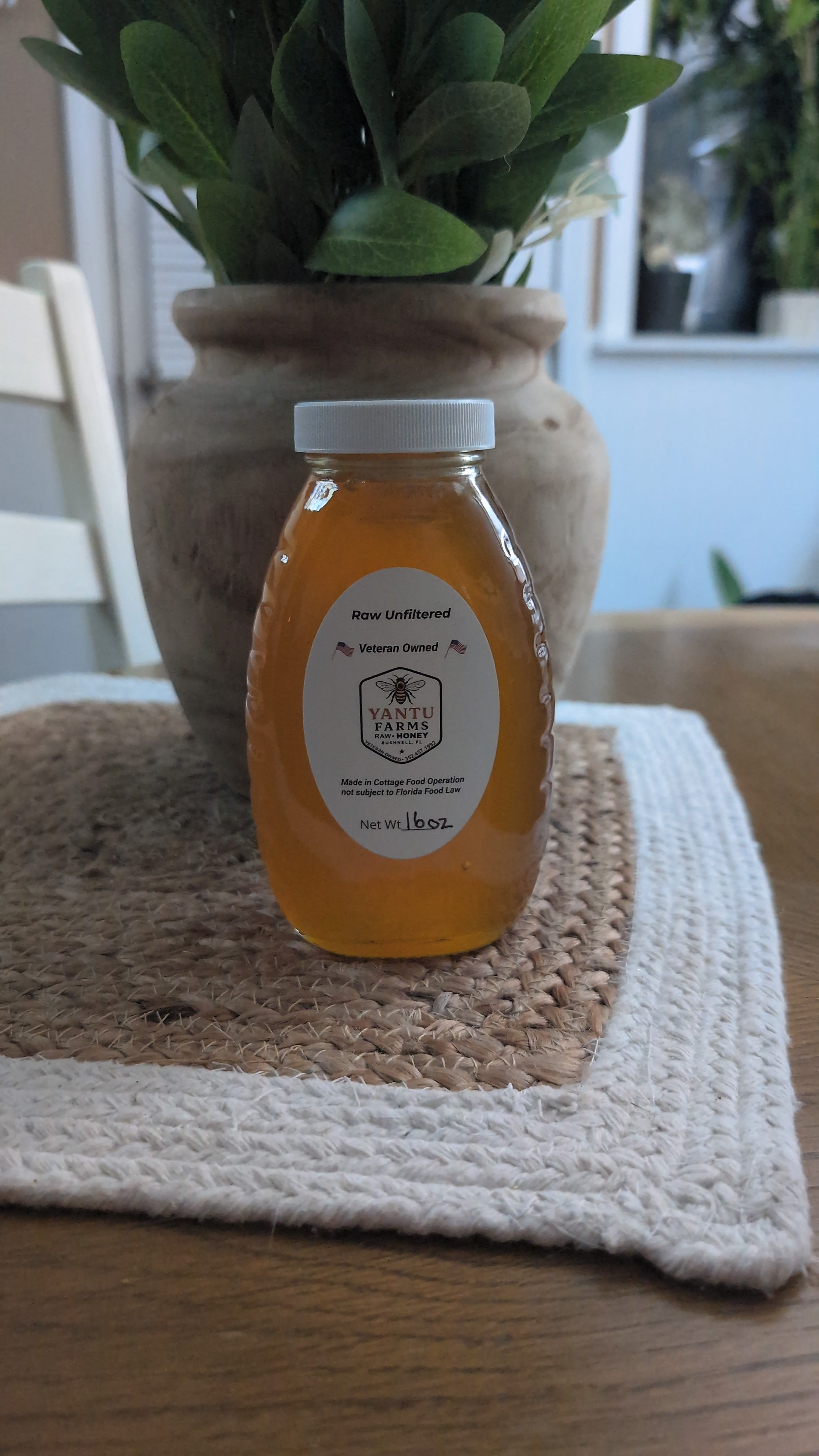 Raw Wildflower Honey, 16 oz Glass