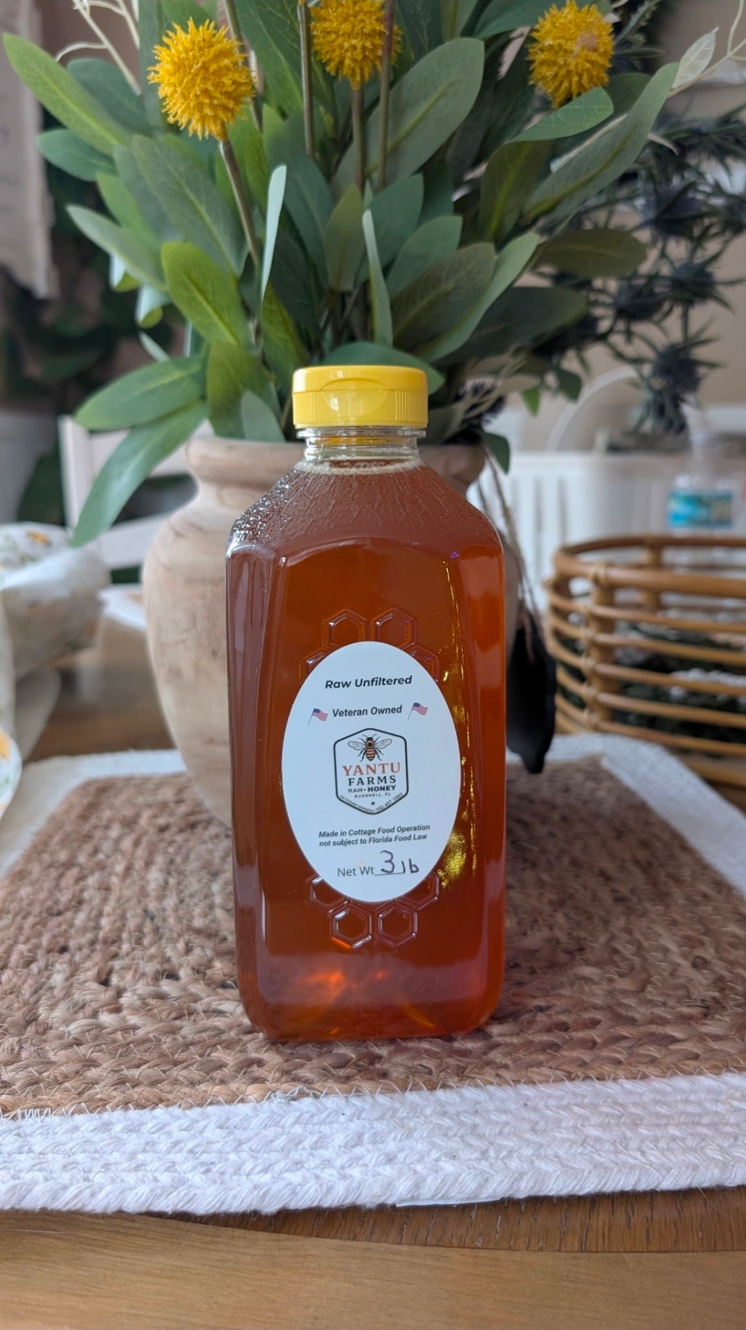 Raw Wildflower Honey, 3lbs Plastic